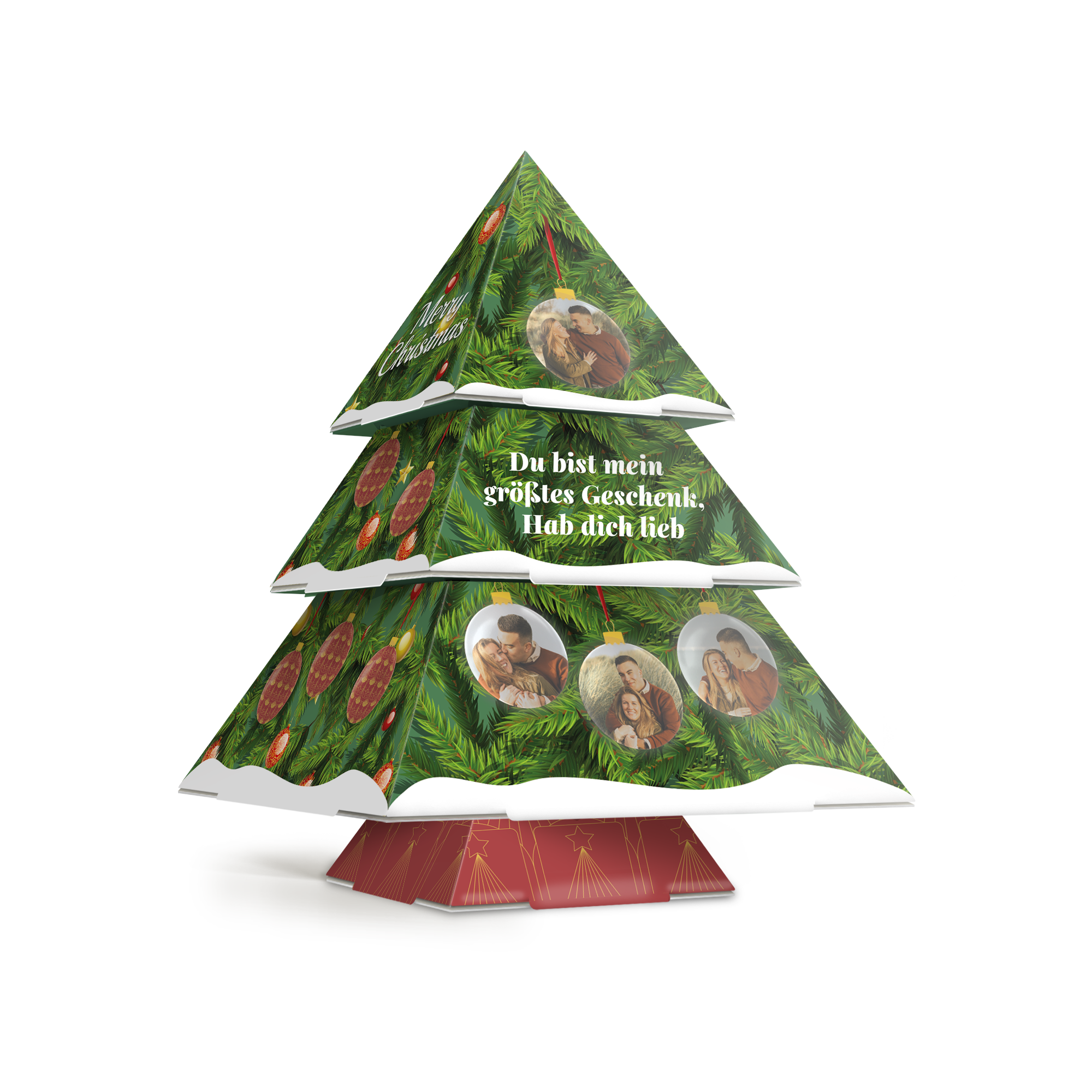 Persönlicher DIY-Weihnachtsbaum aus Papier mit Wunschtext und Foto bedruckt Erhellt die Feiertage mit einer persönlichen Note