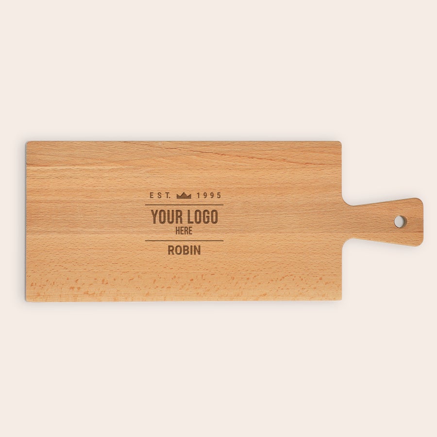 Personalised wooden serving platter Personal wooden serving platter with name and a custom logo engraved
