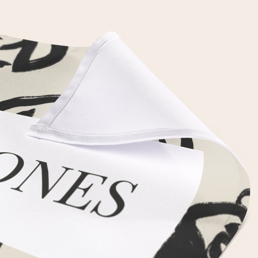 Șervețele personalizate Șervețel personalizat din bumbac, imprimat cu textul "ONES" și un design abstract negru