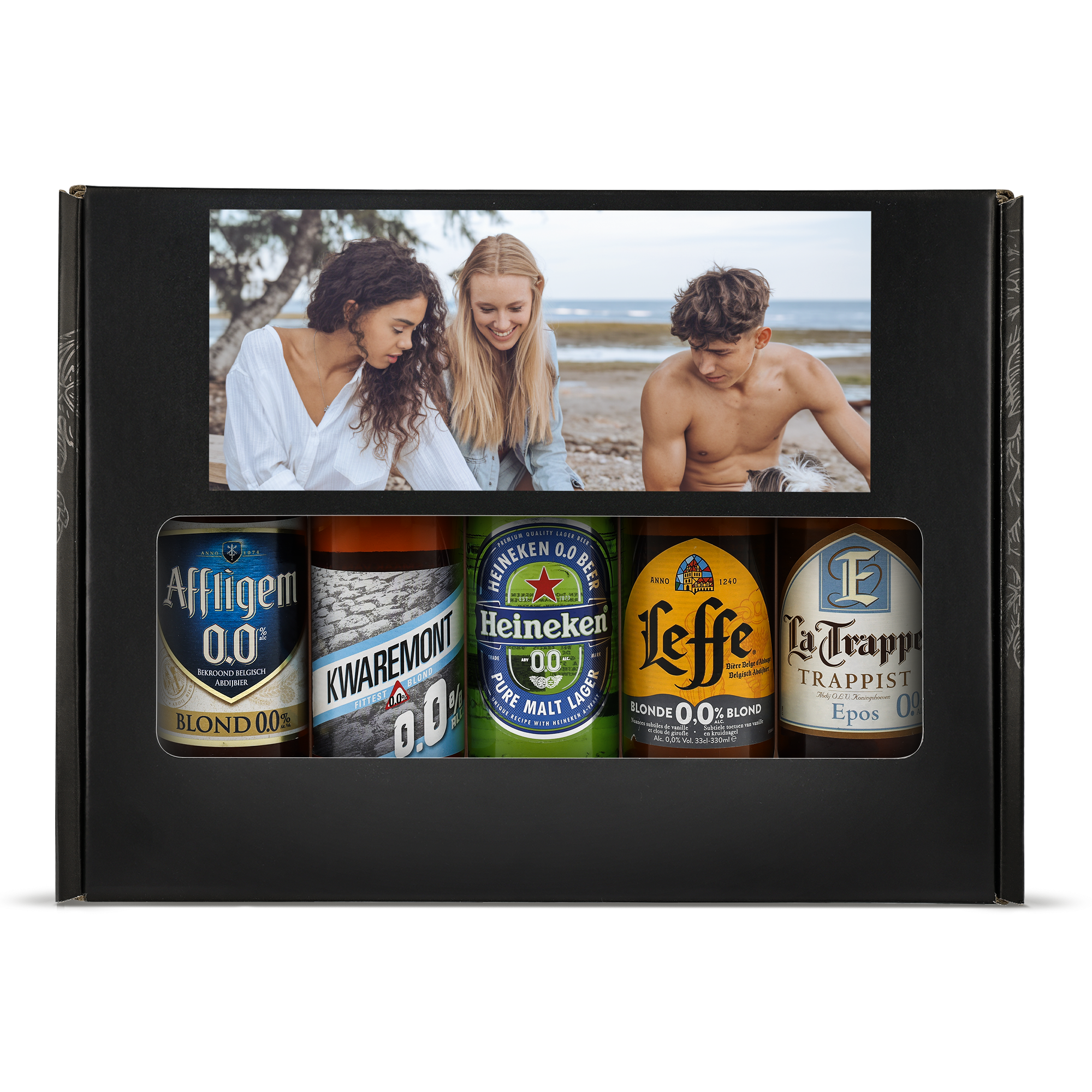 Personalisiertes Bier-Geschenkset - Alkoholfrei mit eigenem Foto, gedruckt auf der Geschenkbox, ideal als Geschenk.