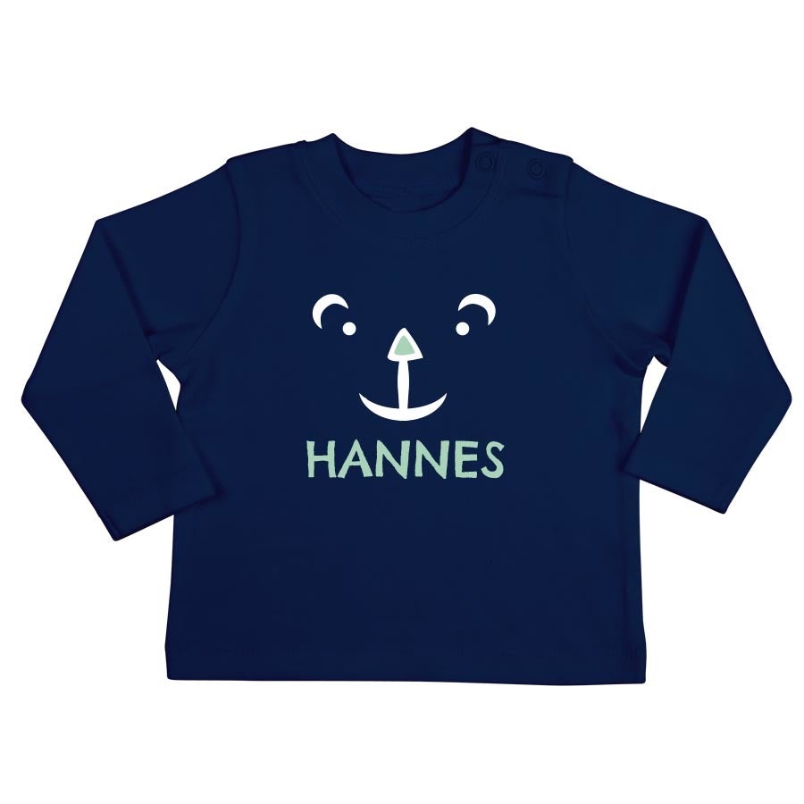 Baby Langarmshirt bedrucken Dunkelblau - 62/68