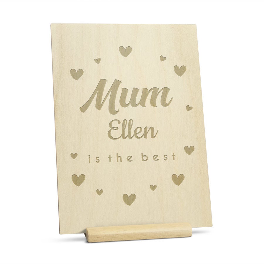 Personalised greeting card - Wood - Mother's Day - Portrait