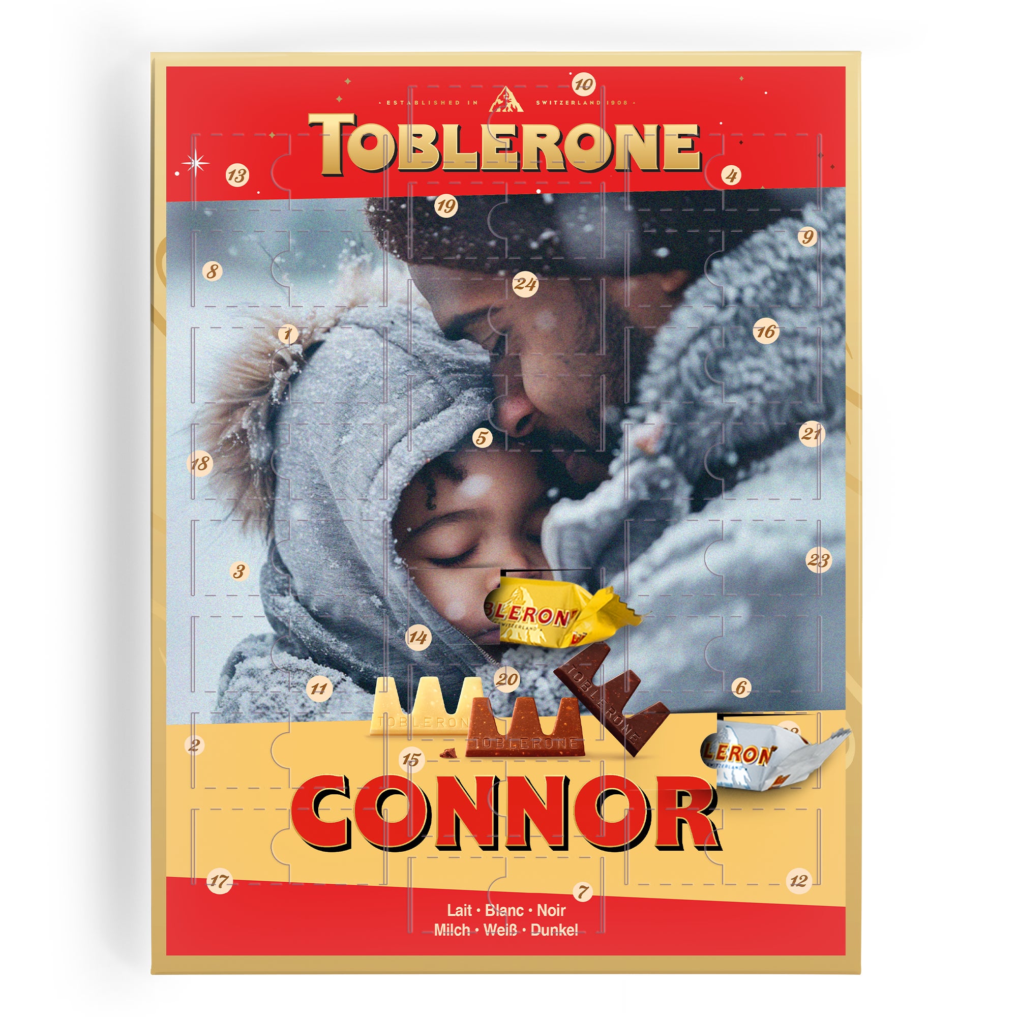 Henkilökohtainen adventtikalenteri - Toblerone-merkki