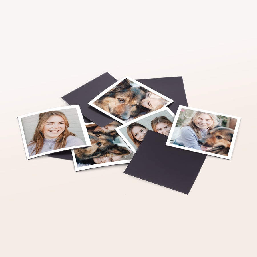 Magneter med billede - ark Personlige foto magneter med forskellige billeder af smilende kvinder og hunde, trykt med egne designs