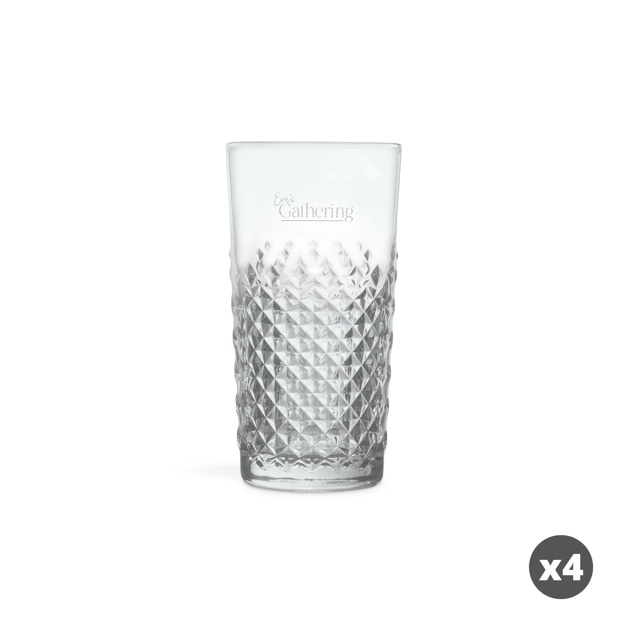 Pahare mojito personalizate, din sticla cu model texturat si gravate cu textul "Eve's Gathering".