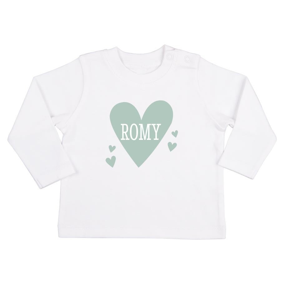 Baby shirt bedrukken - Lange mouw - Wit - 62/68