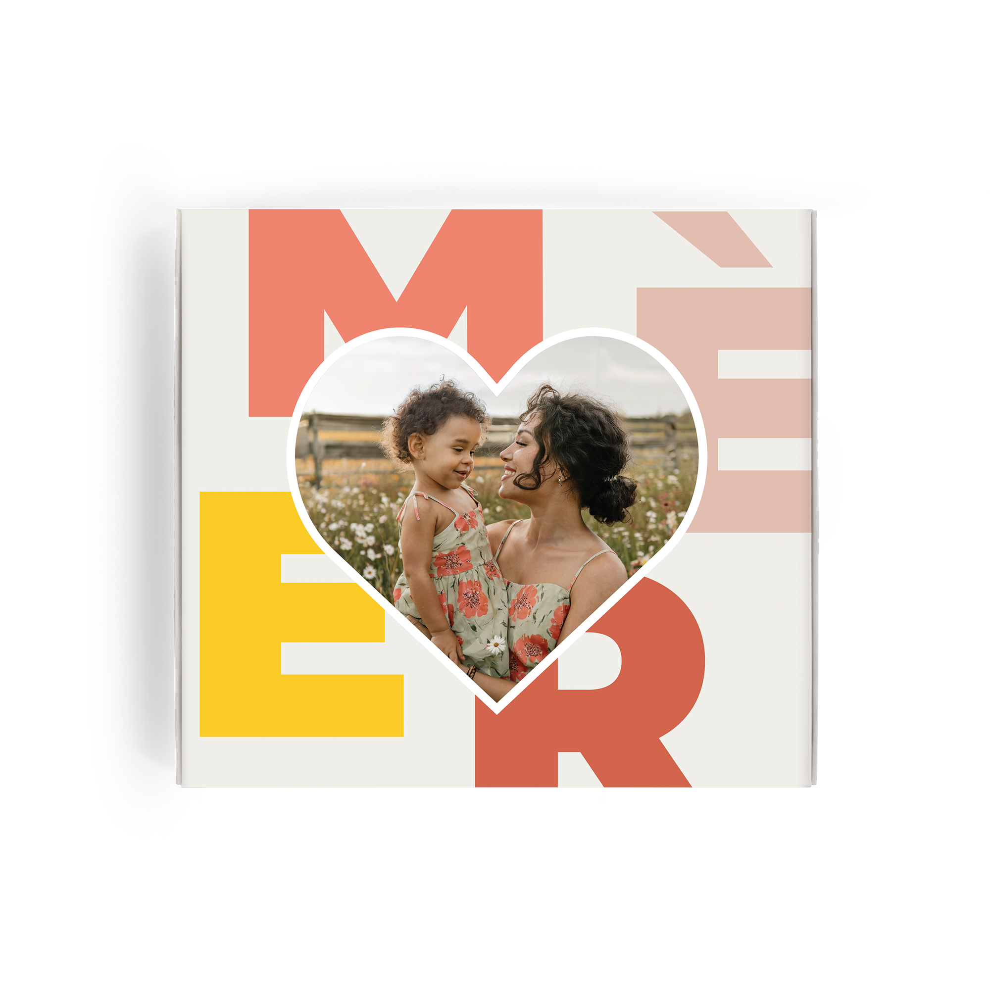 Boîte Milka Pralinés Fête des mères personnalisée avec photo en forme de cœur et lettres colorées, 110 grammes