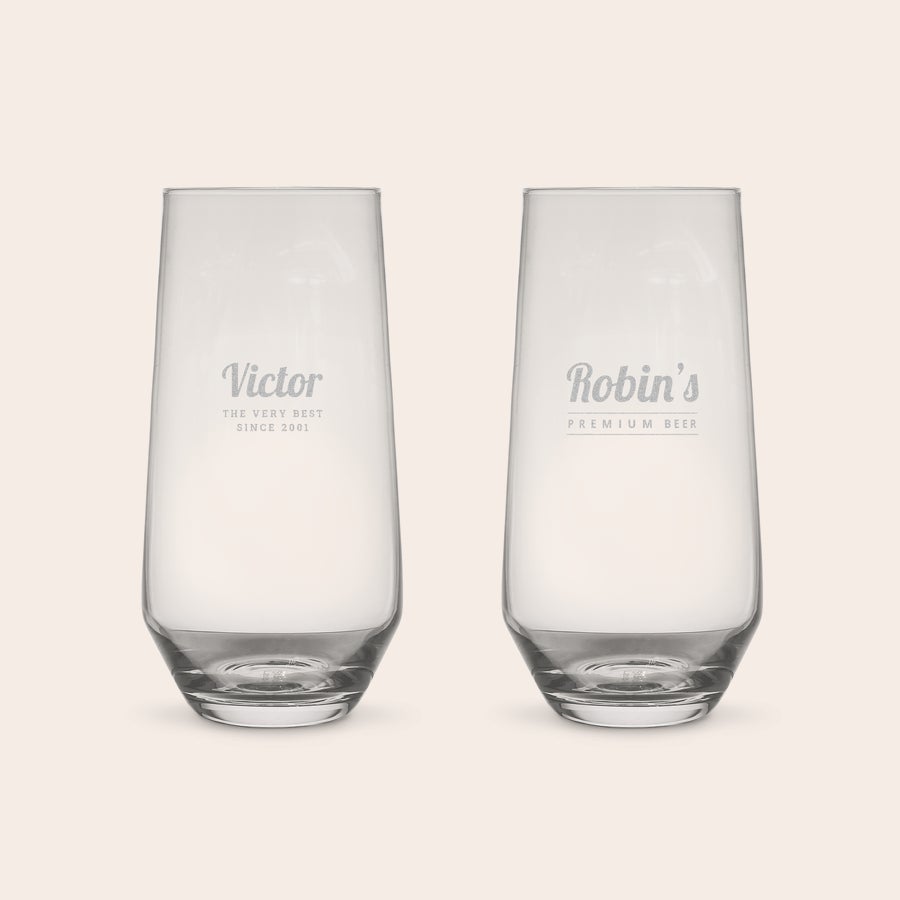 Gobelet personnalisé Paire de verres à eau en cristal personnalisés gravés avec les noms Victor et Robin un souvenir éclatant