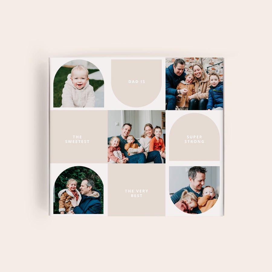 Czekoladki Milka - Dla Taty Personalizowane pudełko upominkowe Milka z kolażem zdjęć rodziny i napisem Dad is The Sweetest Super Strong The Very Best na Dzień Ojca