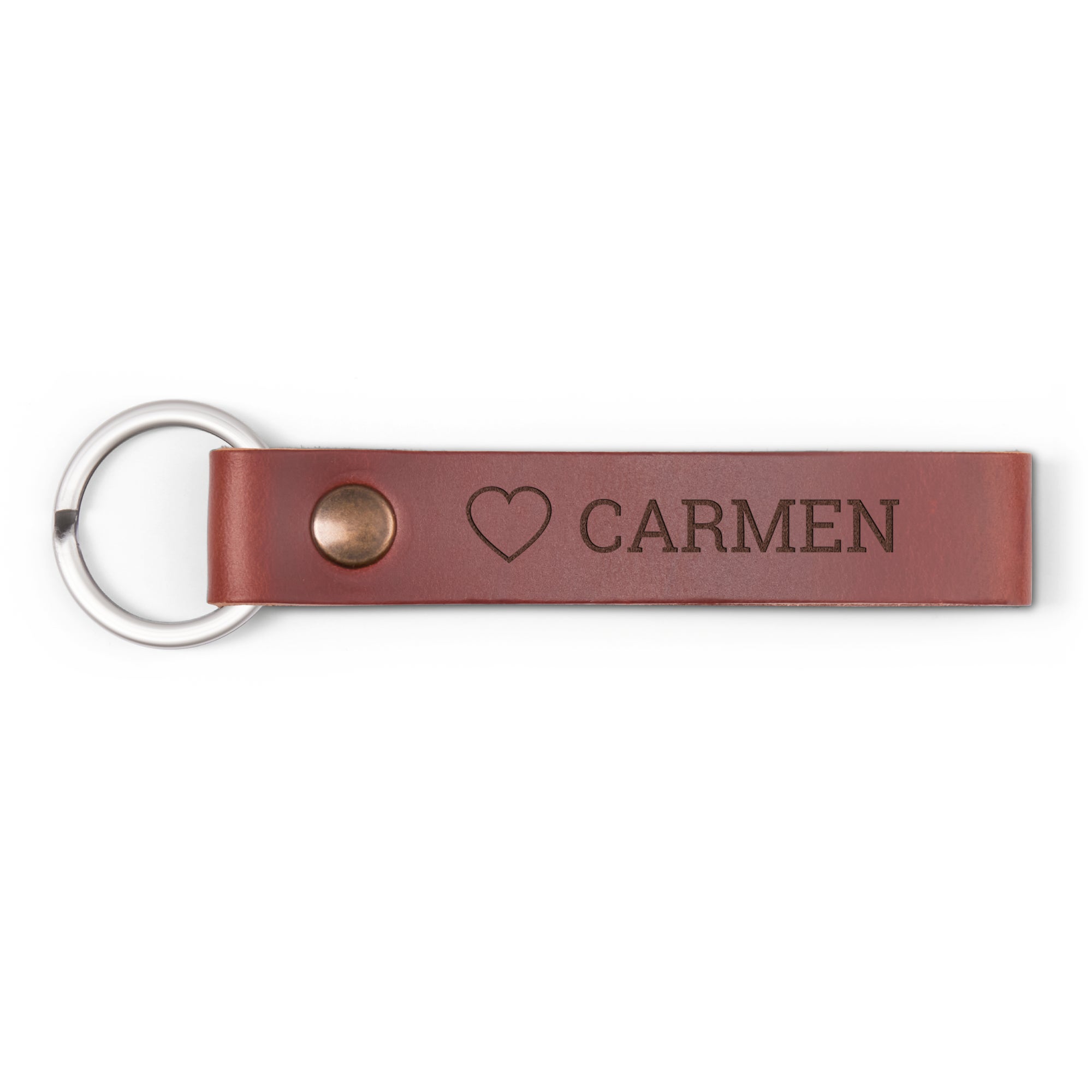 Personalised key ring - Leather - Brown - Engraved - Double-sided