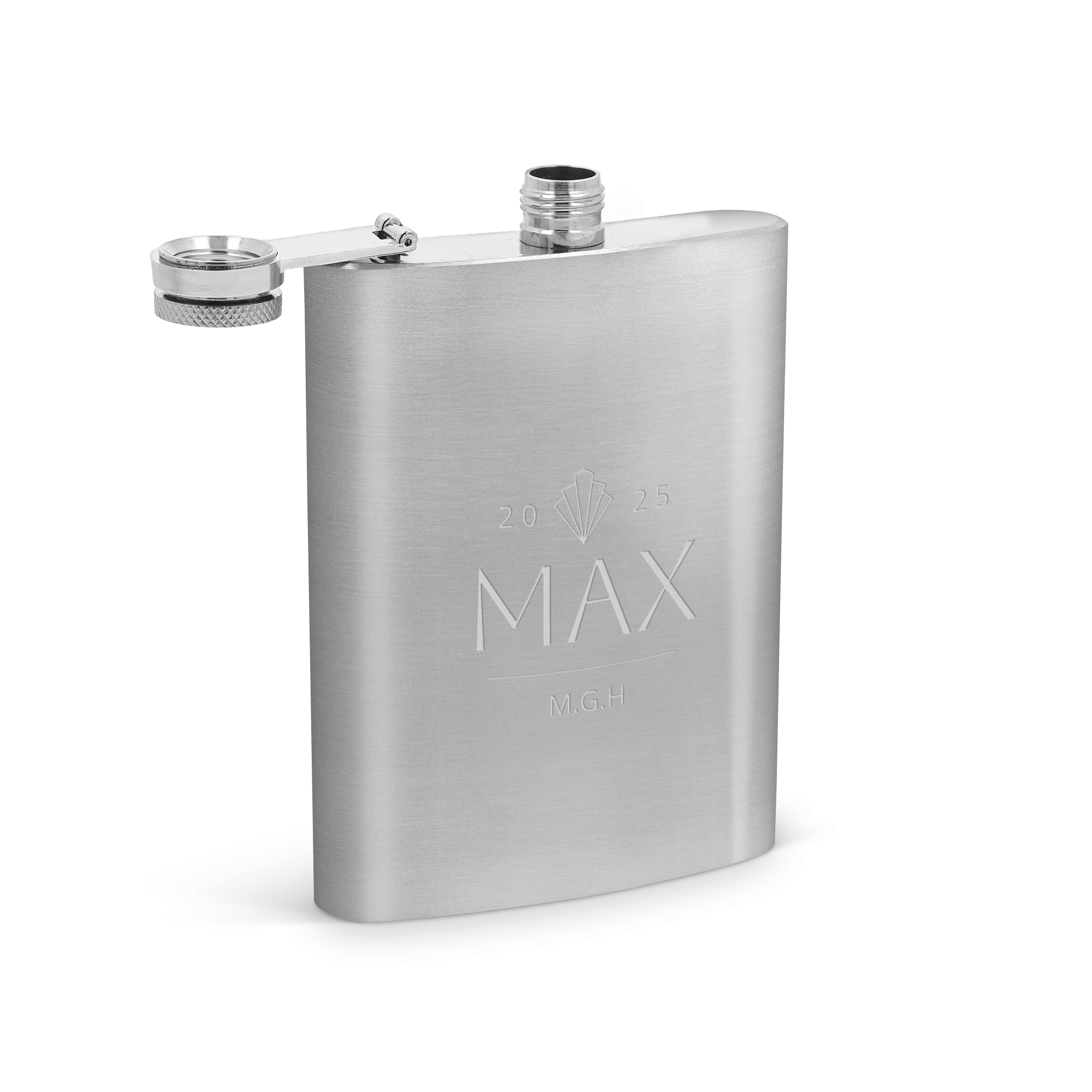 Engraved hip flask