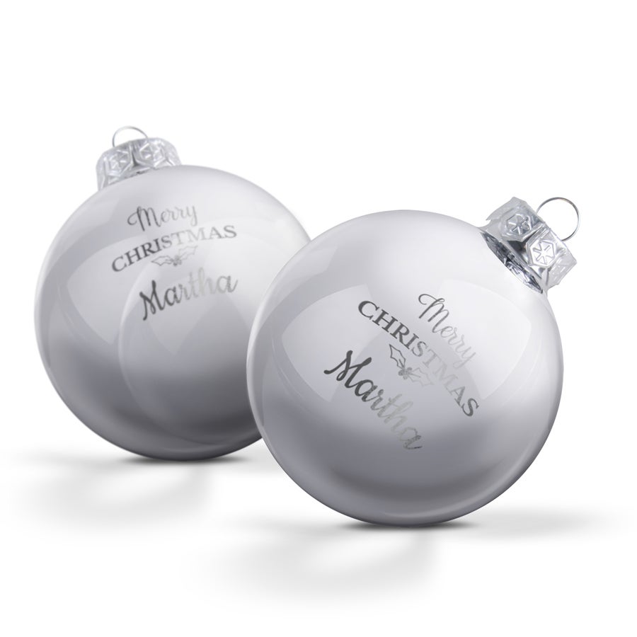 Personalised glass baubles - Silver (2 pieces)