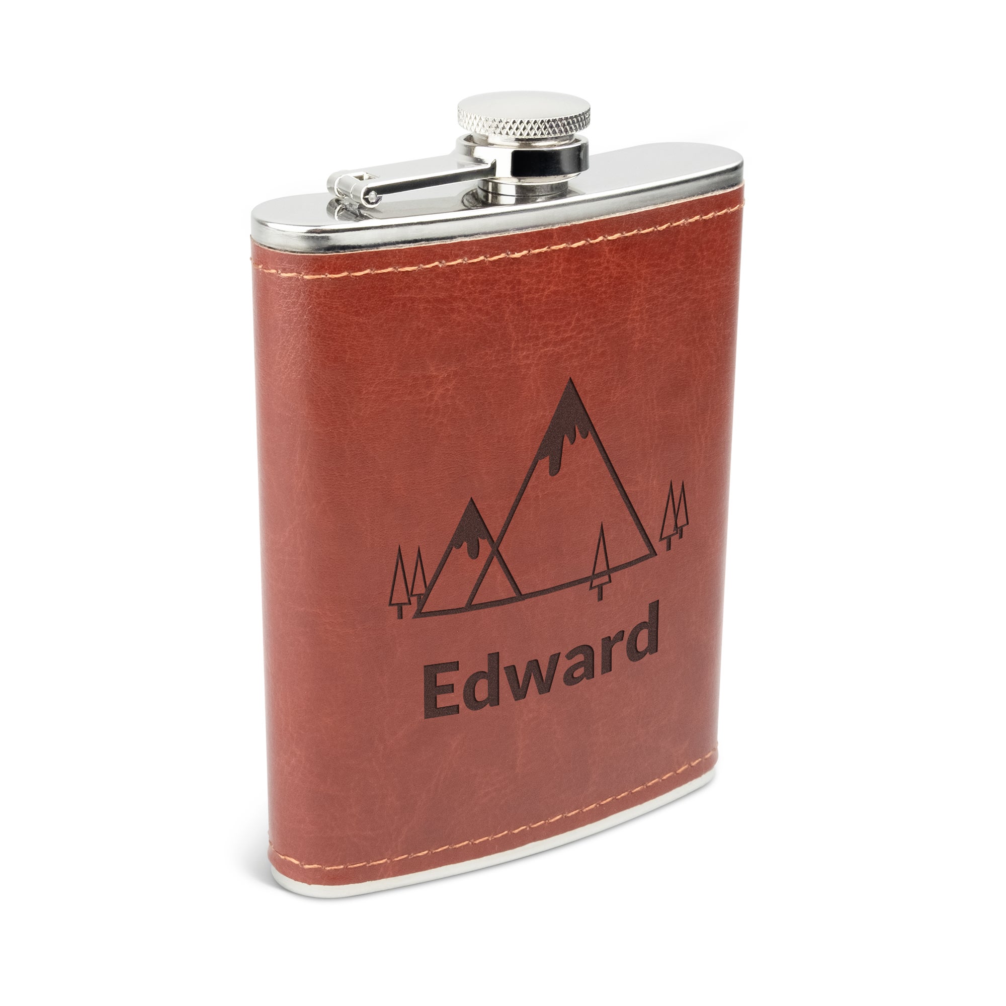 Personalised engraved hip flask - leather look