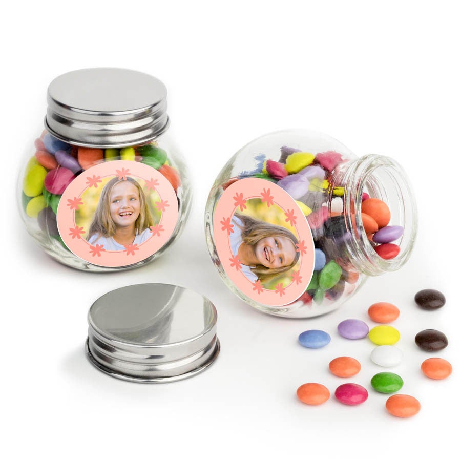 Personalised Mini Glass Jar Favours with Chocolates