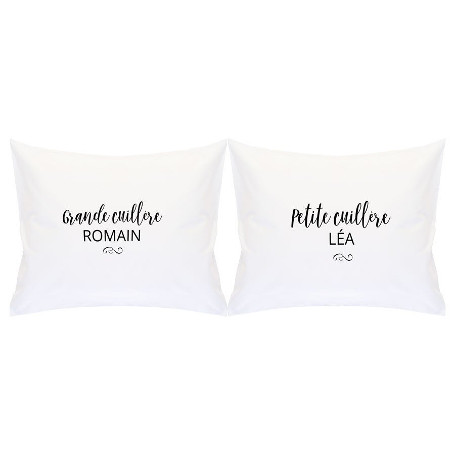 Set de 2 housses de coussin Mr & Mrs personnalisé - 60 x 50 cm