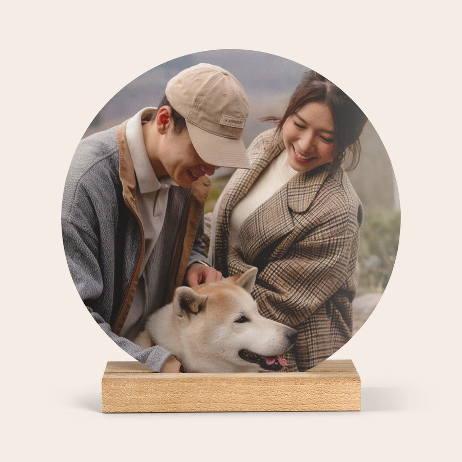 Panou din lemn cu fotografie Placă rotundă din lemn cu fotografie imprimată, personalizată pentru a surprinde persoana iubită