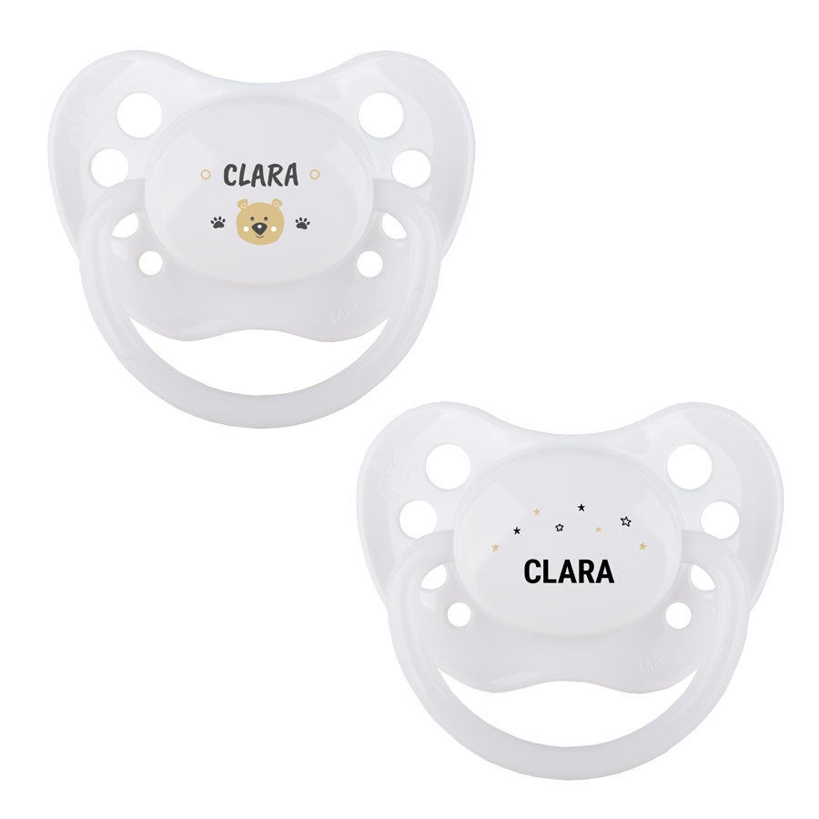 Tétines personnalisées - Blanc et blanc
