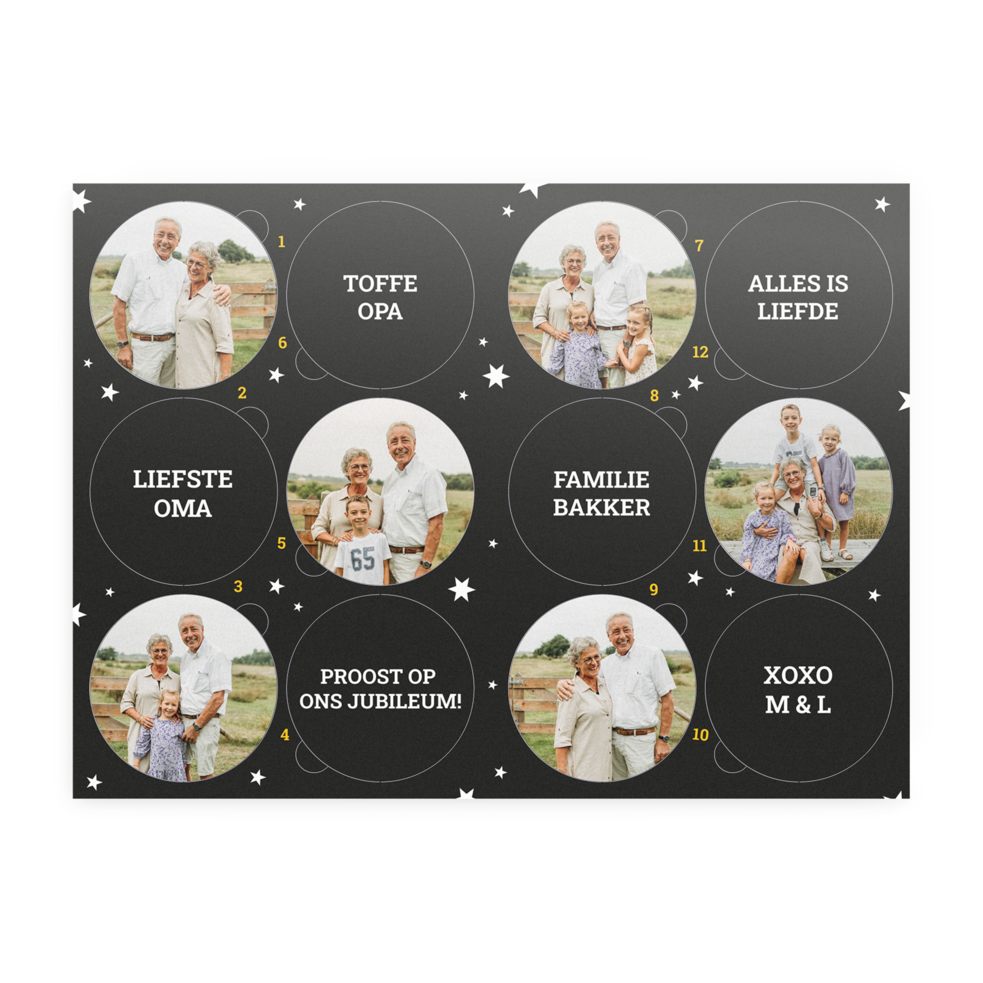 Verrassings bierpakket - 12 biertjes met gepersonaliseerde bierviltjes. Geef dit bierpakket met bierviltjes bedrukt met eigen foto's en tekst zoals "Liefste Oma" of "Familie Bakker".