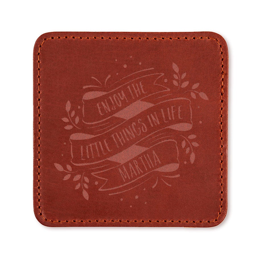 Personalised leather coasters