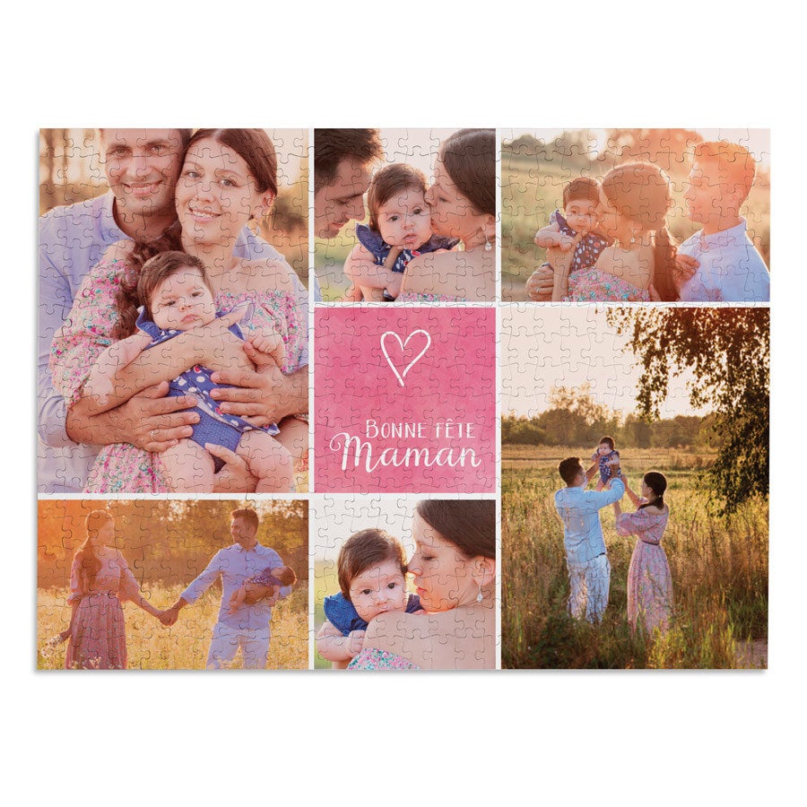 Puzzle personnalisé Bonne Fête Maman avec collage de photos de famille pour surprendre votre Maman