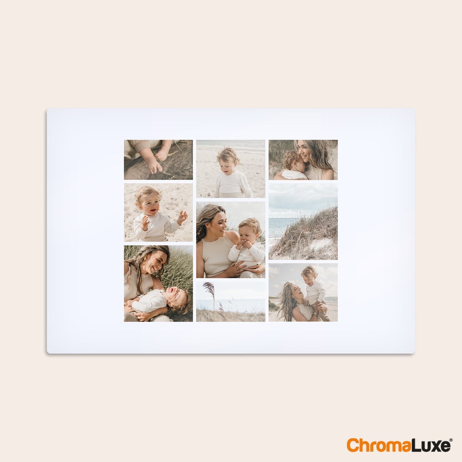 Instagram Collage auf Aluminium Personalisierte Collage mit neun eigenen Instagram Fotos als Wanddekoration, auf Aluminium gedruckt.