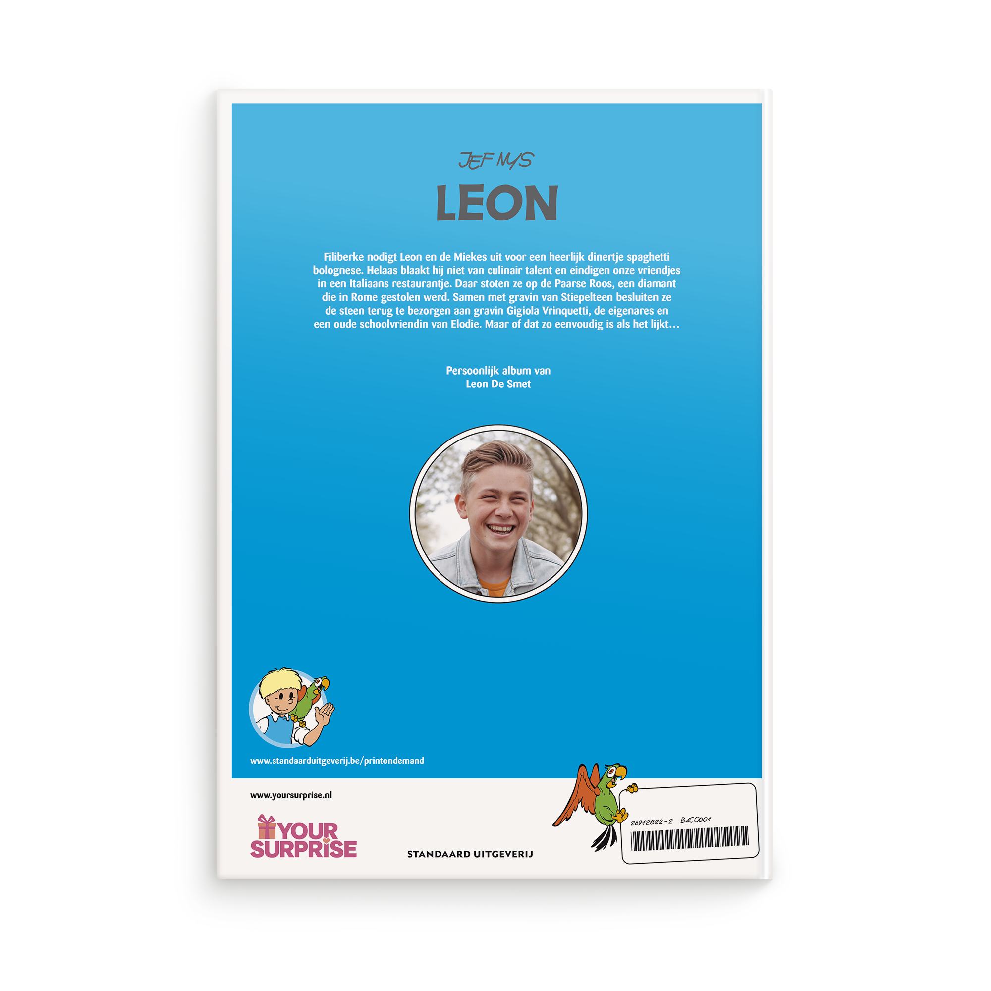 Persoonlijk stripboek - Jommeke 'Spaghetti Met Kaas' (Hardcover) met een eigen naam, foto en tekst gedrukt, perfect als uniek cadeau.