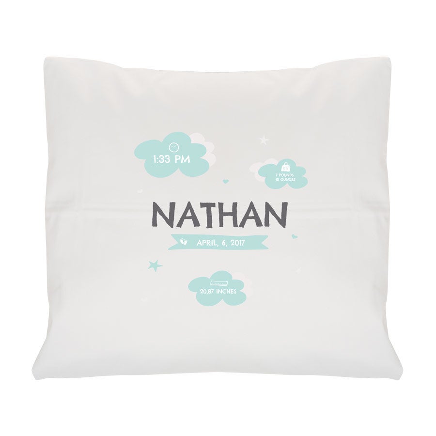 Personalised cushion - Newborn Baby - White - 40 x 40 cm