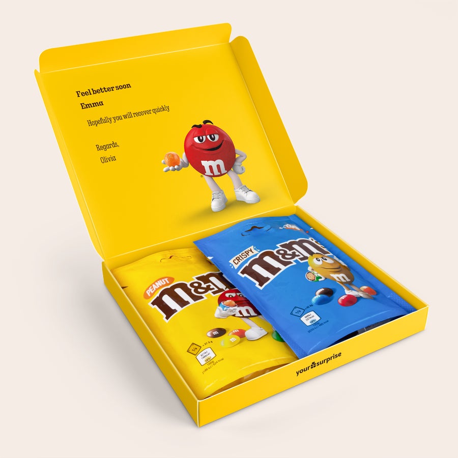 Personalizirana darilna škatla M&M's Personalizirana darilna škatla M&M's s tiskom in osebnim sporočilom za Emmo in Olivio.