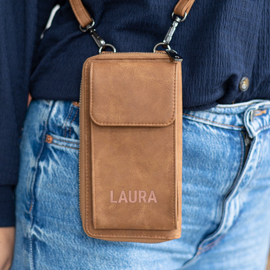 Personalised Leather Phone Bag