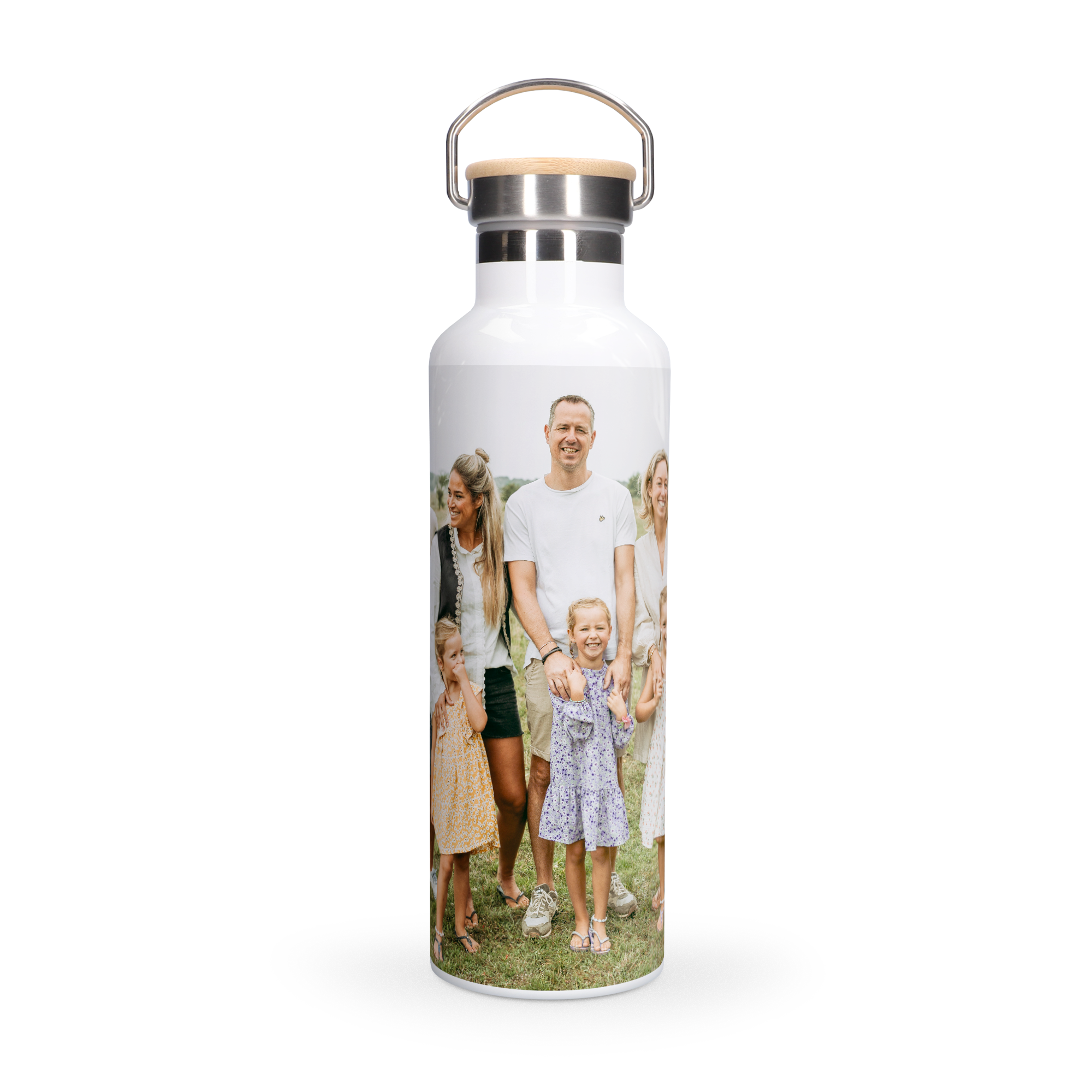 Personalised gym bottle with bamboo lid