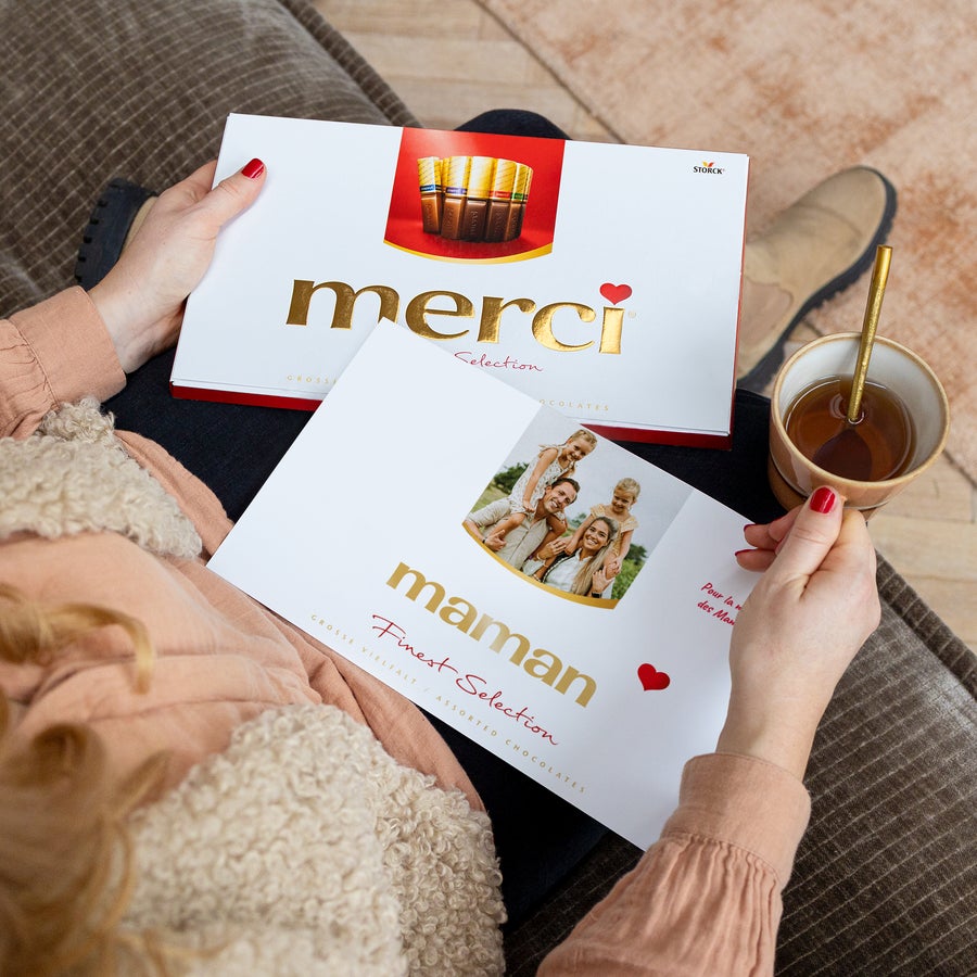 Chocolat Merci Finest Selection avec carte de vœux Chocolat Merci Finest Selection avec carte de vœux