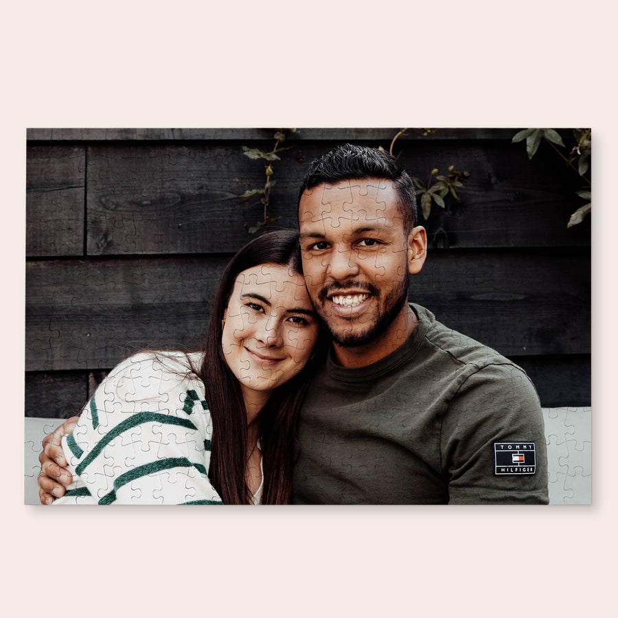 Large puzzle Personalised puzzle printed with a photo of a couple smiling for a fun gift