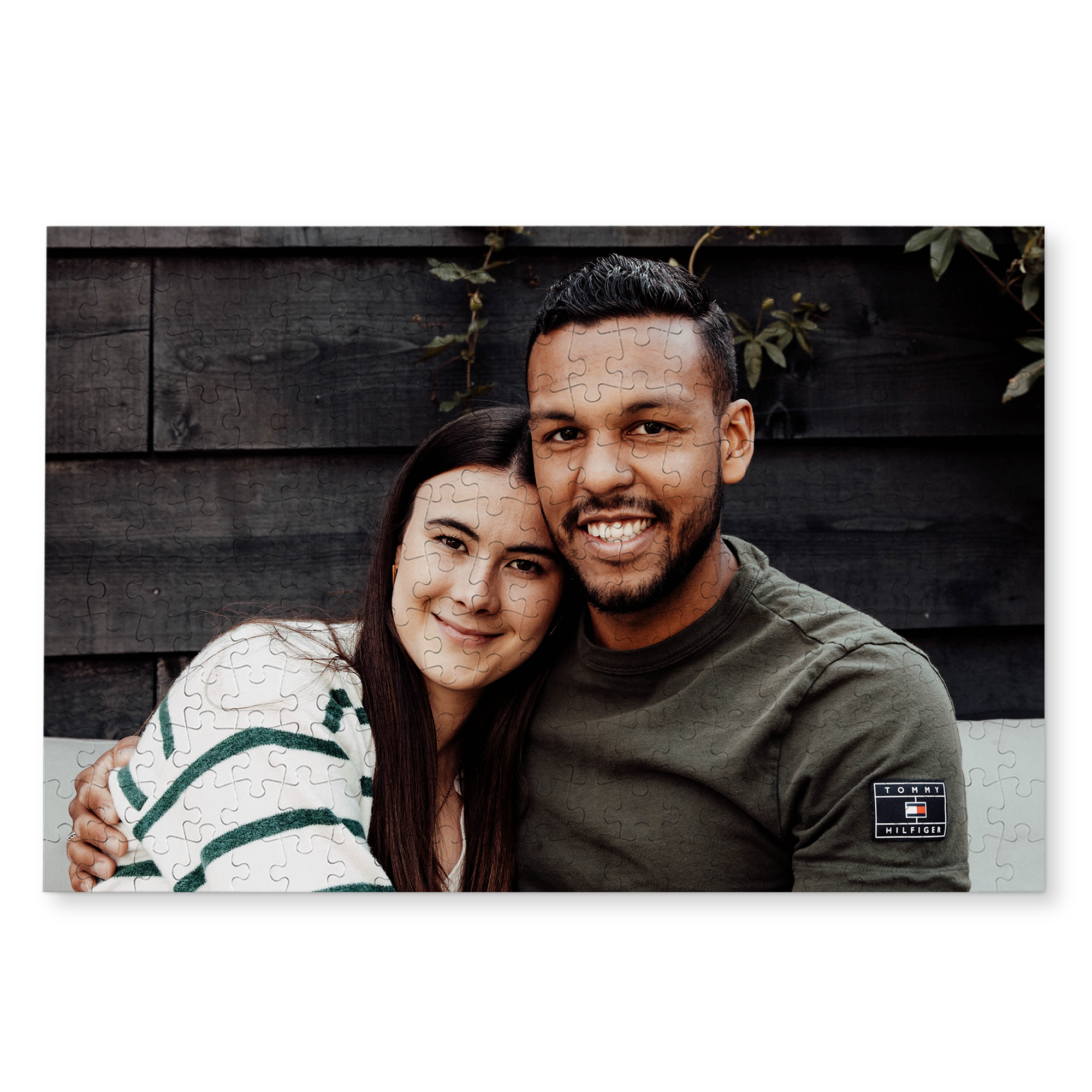 Puzzle photo de 250 pièces avec un couple souriant, personnalisé avec votre image imprimée.