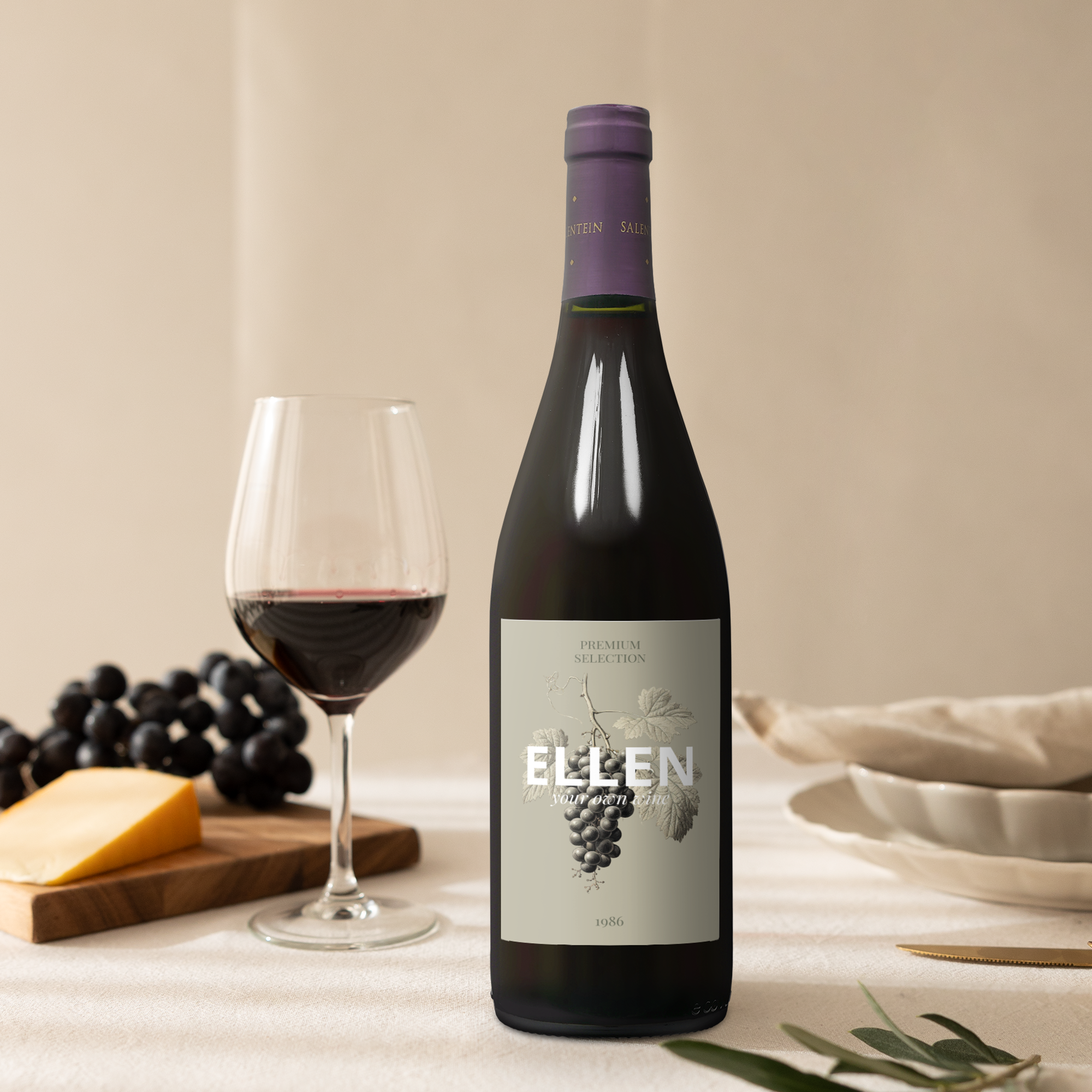 Salentein Pinot Noir with a personalized photo and text label that reads "Ellen your own wine"