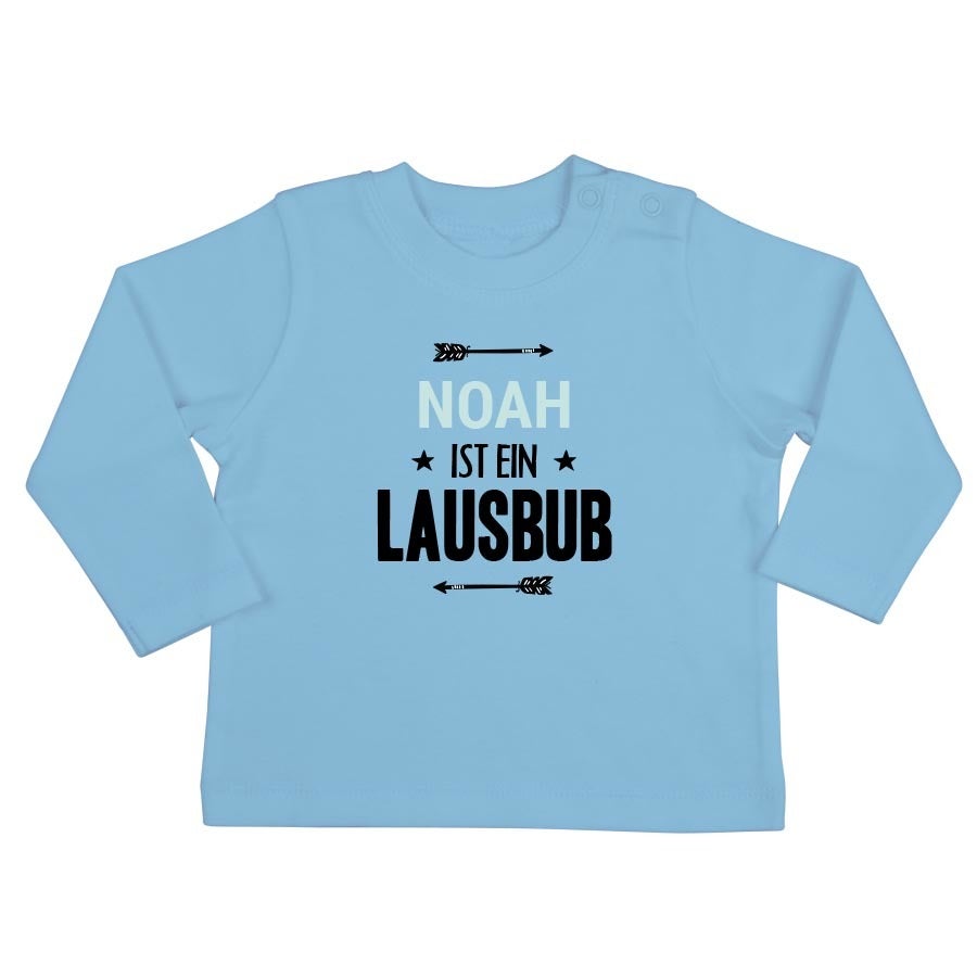Baby Langarmshirt bedrucken Babyblau 62 68  - Onlineshop YourSurprise