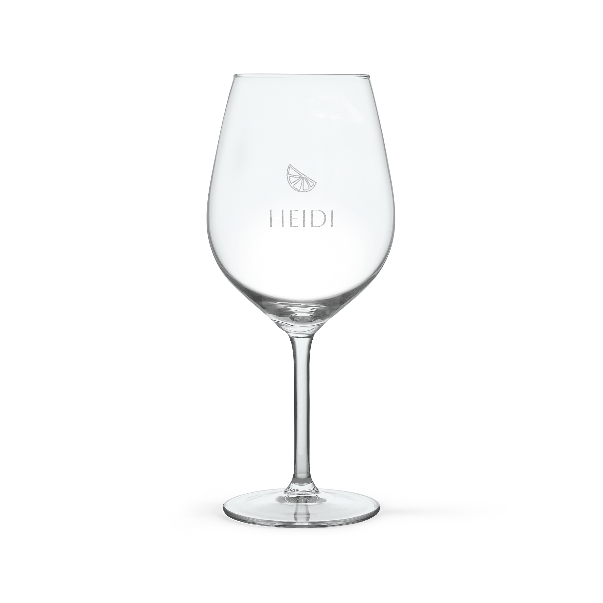 Gravert Aperol Spritz glass med navnet "HEIDI" og sitronbåt.