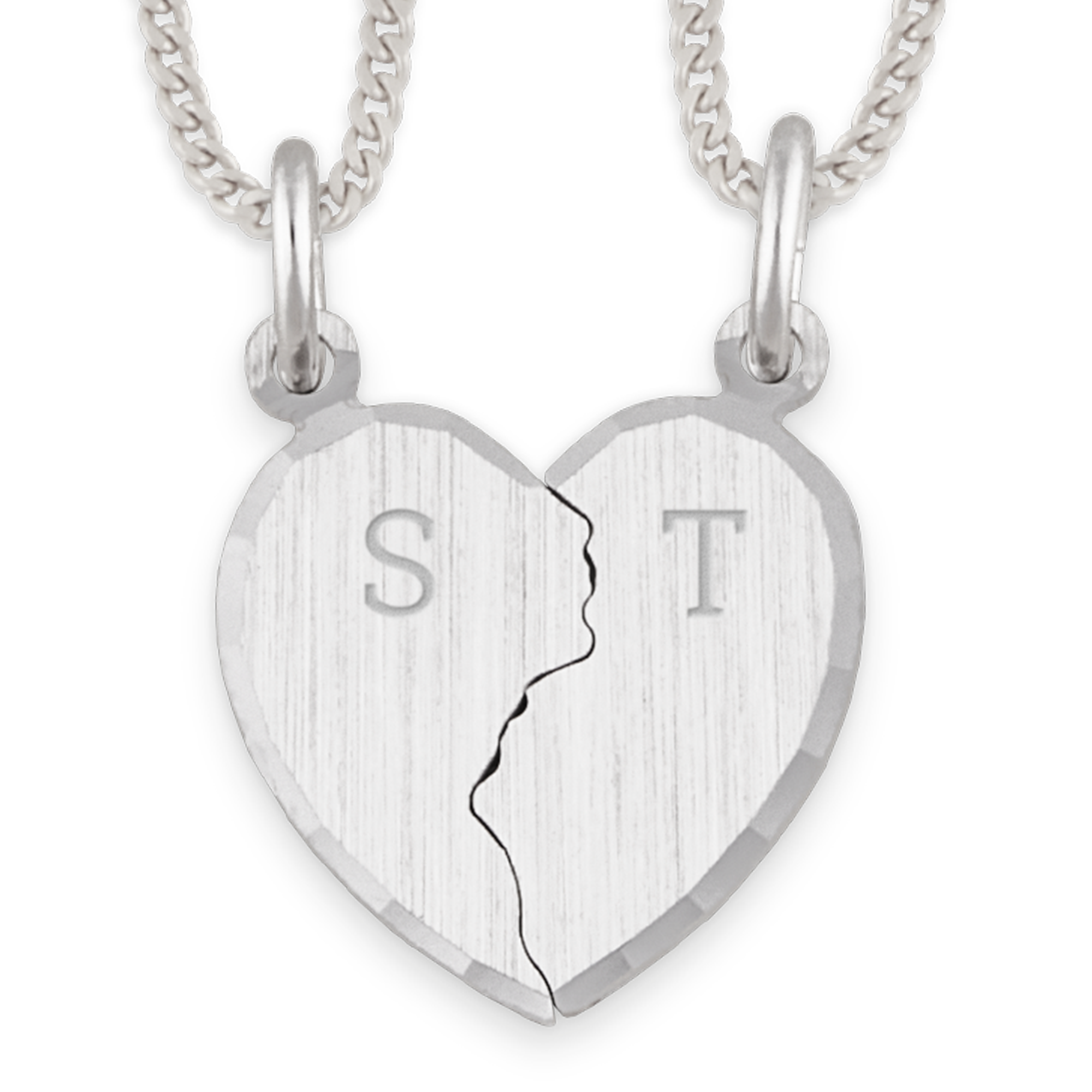 Silver pendant - Broken hearts - Initial
