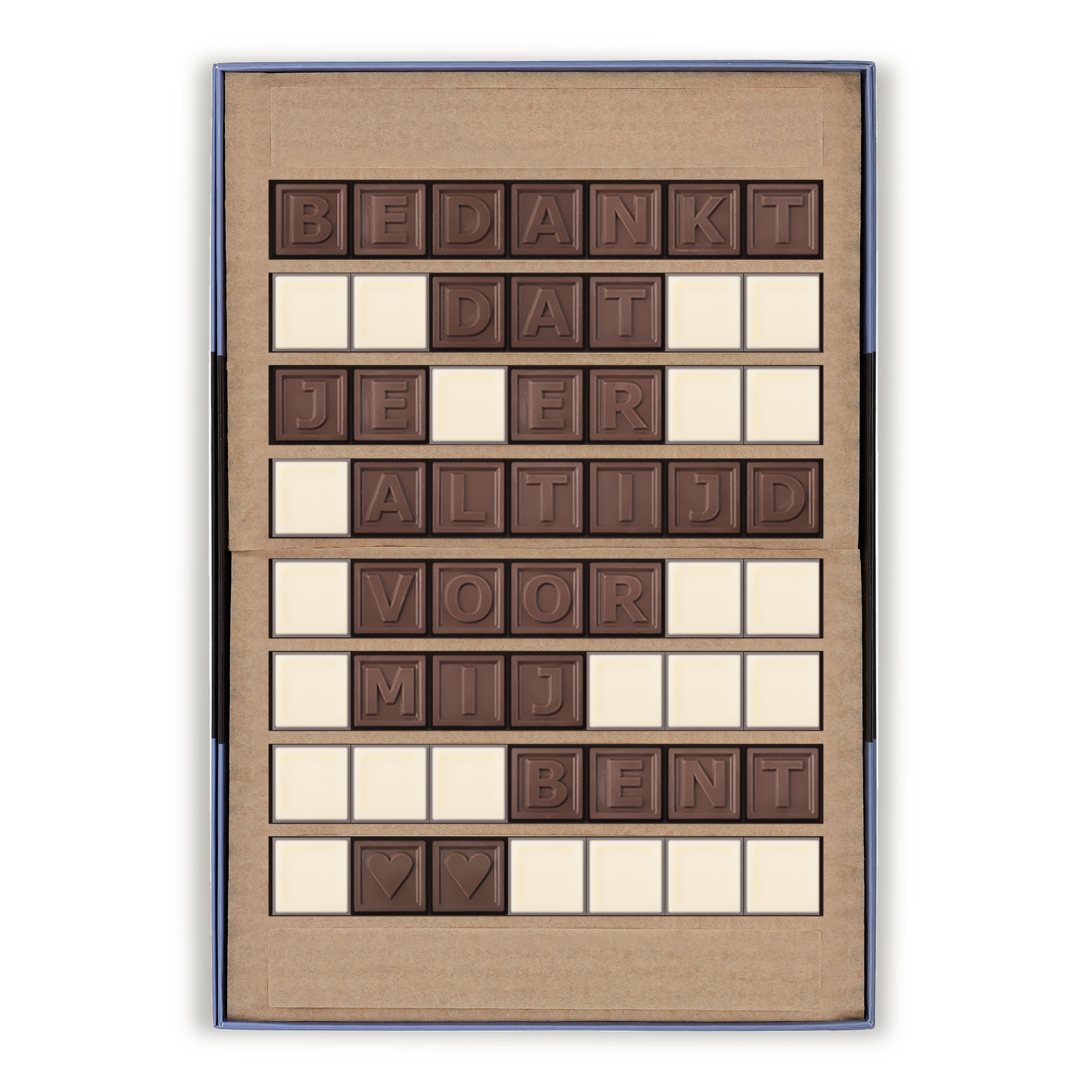 Chocotelegram met persoonlijke boodschap - 56 letters, met de tekst 