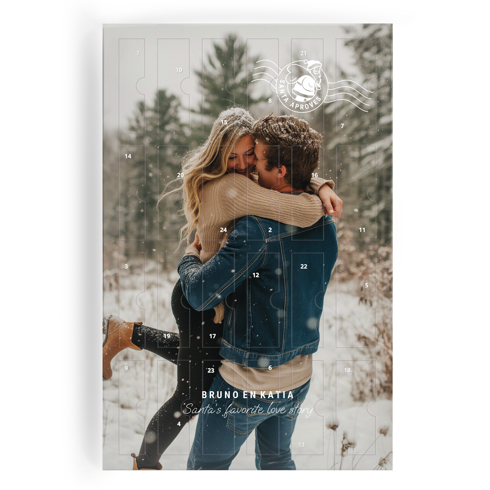 Calendrier de l'Avent personnalisé avec photo d'un couple, 