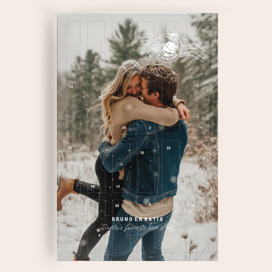 Calendrier de dégustation d'alcool Calendrier de l'Avent personnalisé avec photo d'un couple,