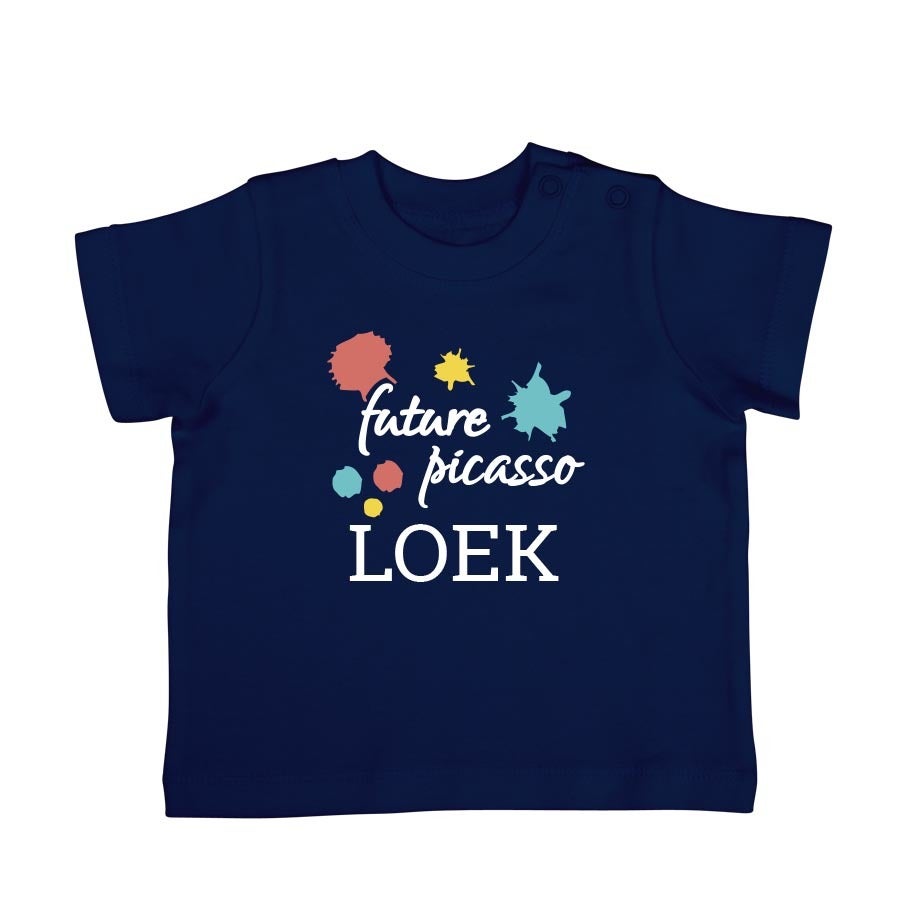 Baby shirt bedrukken - Korte mouw - Navy - 62/68