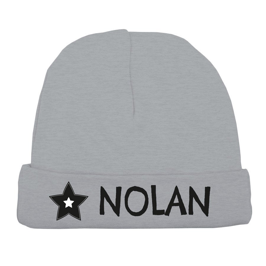 Bonnet naissance personnalisé - Gris