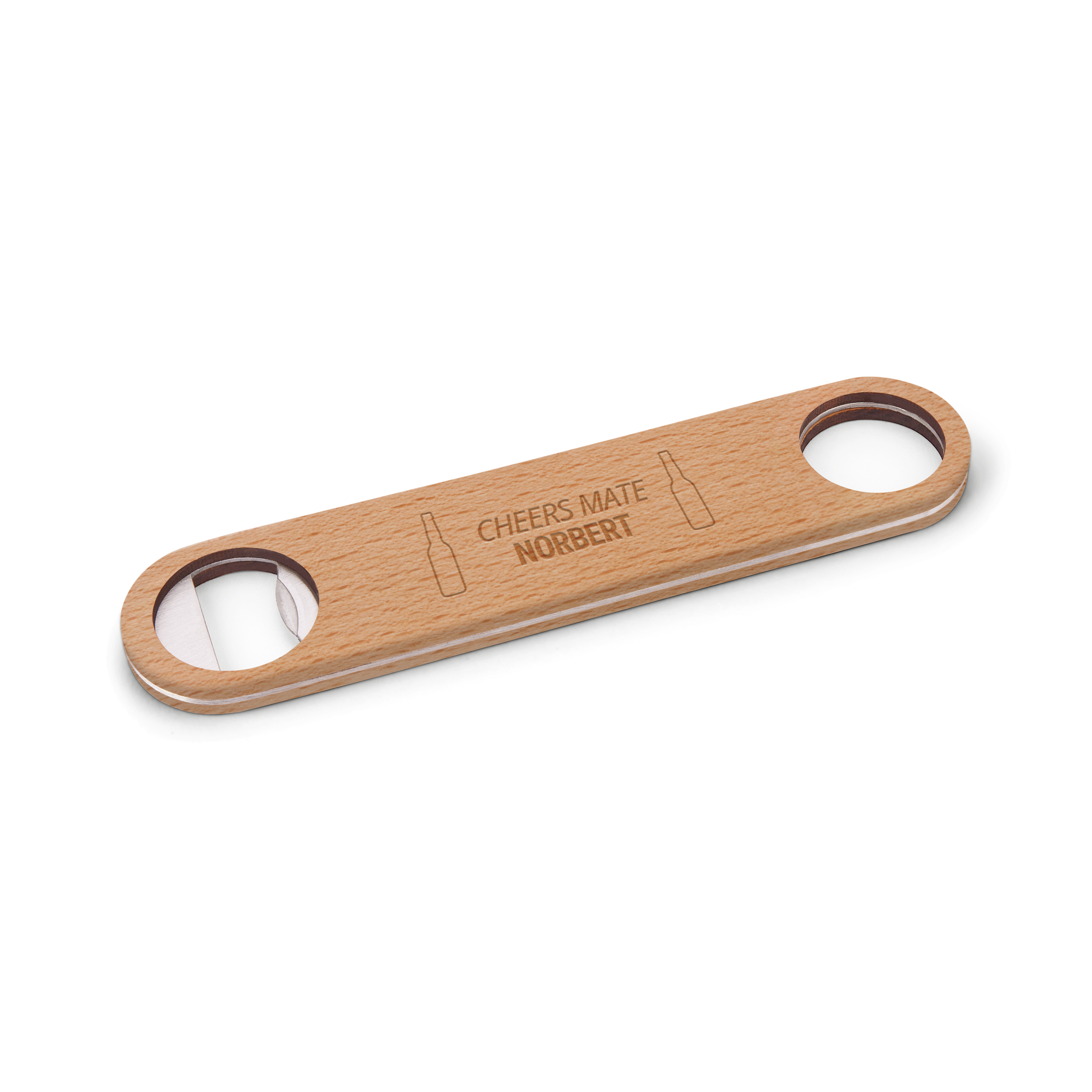 Personalisierter Flaschenöffner - Holz - Gravur