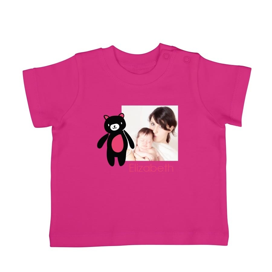 Camiseta personalizada de bebé - Manga corta - Fucsia - 62/68