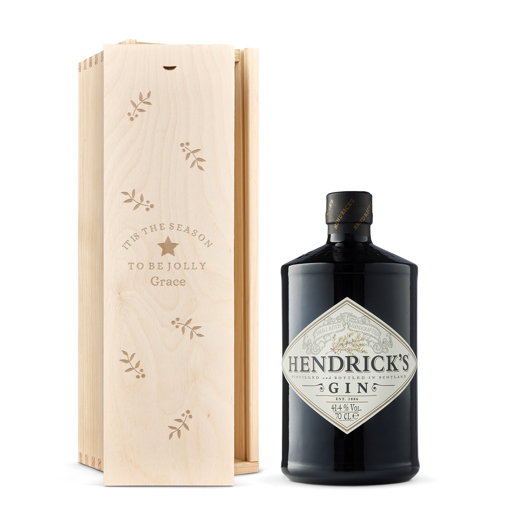 Personalised gin gift - Hendrick's - Engraved wooden case