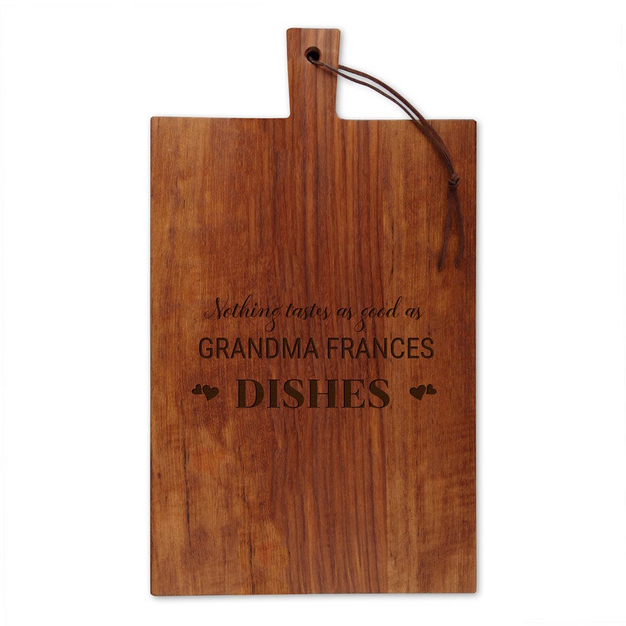 Engraved wooden cheese board