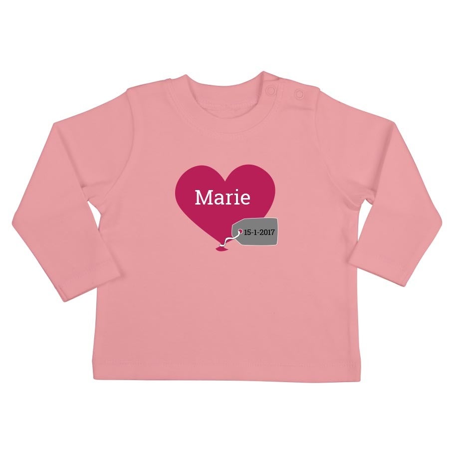 Baby Langarmshirt bedrucken - Babyrosa - 62/68