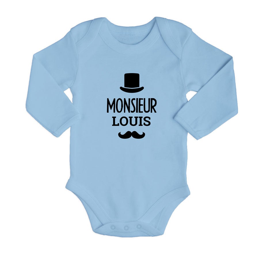 Body bébé personnalisé - Bleu clair - 50/56
