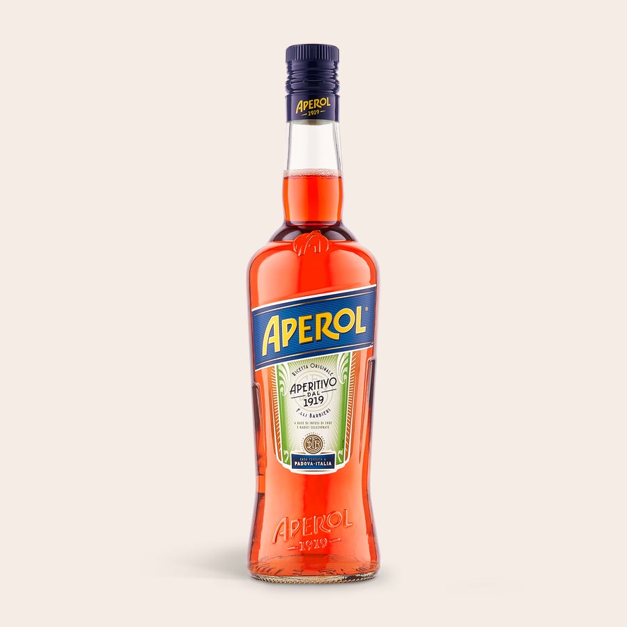 Regalo Aperol Spritz Botella de Aperol Spritz 700 ml con etiqueta azul y naranja, ideal para un regalo personalizado de Aperol Spritz.
