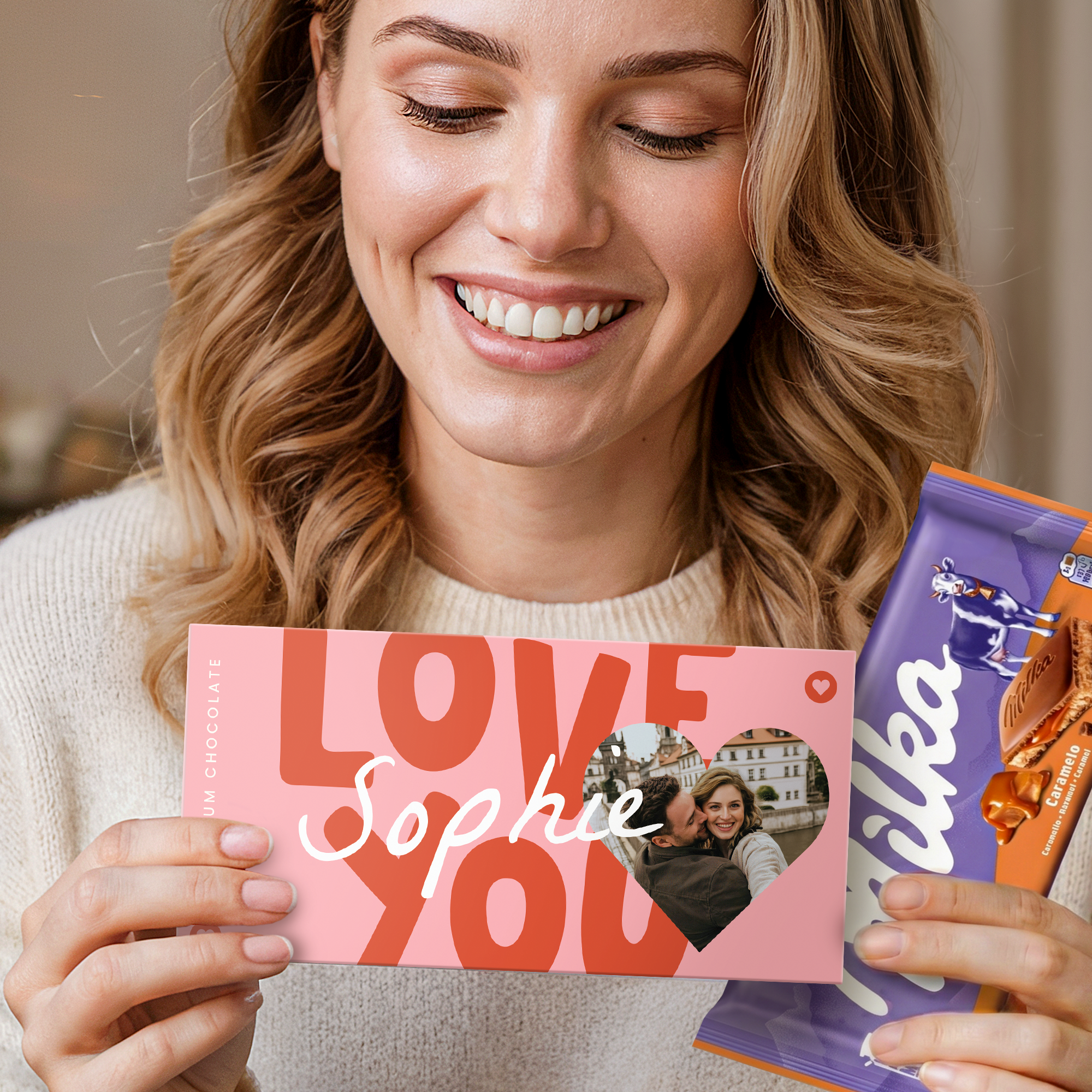 Personalisierte Milka-Schokoladen-Grusskarte